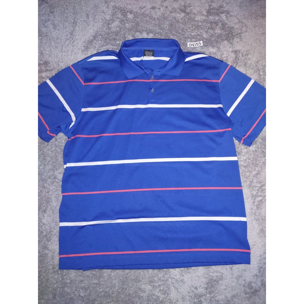 Nike Blue and Red Striped Polo Shirt